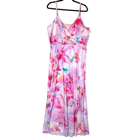 NEW (missing belt) Tahari Sleeveless Faux Wrapped Floral Dress Size L - Picture 6 of 6